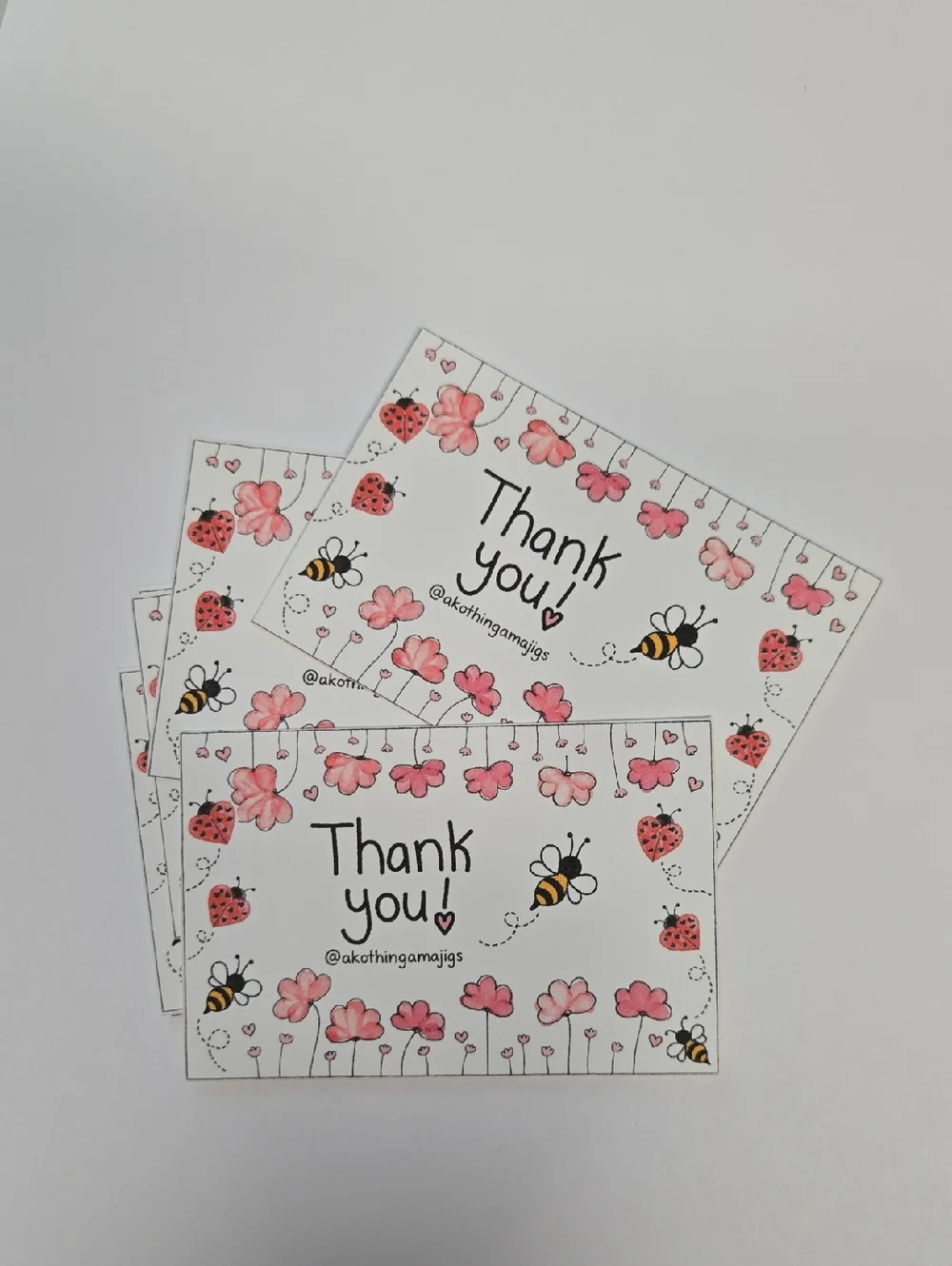 @akothingamajigs Thank You Florals & Bugs 50 Count Business Cards